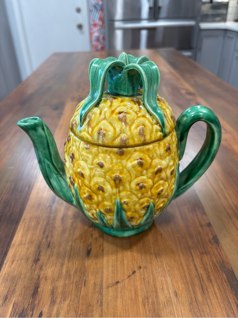 Vintage Pineapple Teapot – Portuguese Majolica Earthenware